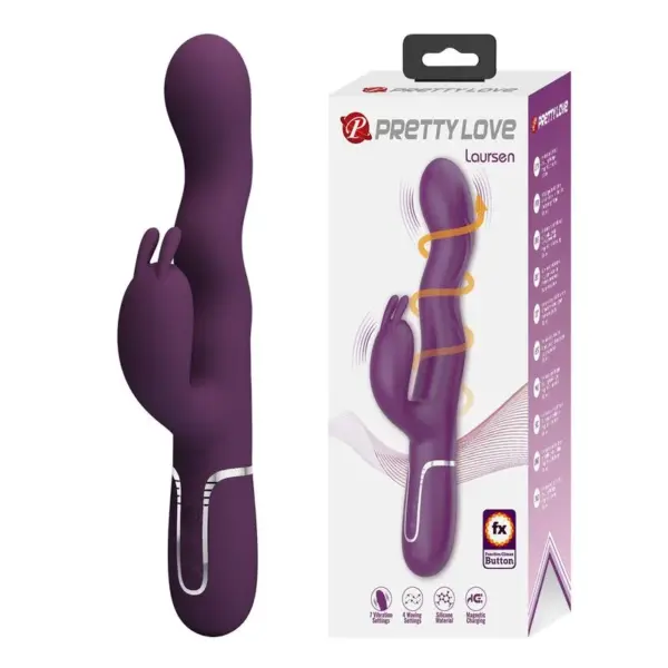 PRETTY LOVE - LOURSEN RABBIT VIBRATOR MET STOOTBEWEGING EN 7 VIBRATIESTANDEN, USB OPLAADBAAR, PAARS