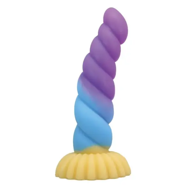 POWER MONSTERS - EENHOORN DRIEKLEURIGE FANTASIE SILICONEN DILDO 22 CM Ø 5 CM