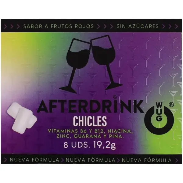 WUG After Drink – De functionele kauwgom die je helpt je energie terug te vinden na een avondje uit. BLISTERVERPAKKING MET 8 STUKS