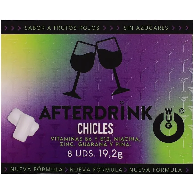 WUG After Drink – De functionele kauwgom die je helpt je energie terug te vinden na een avondje uit. BLISTERVERPAKKING MET 8 STUKS