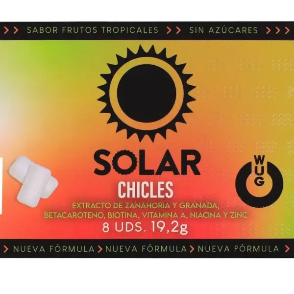 WUG Solar - De kauwgom die je huid voorbereidt op de zon. BLISTERVERPAKKING MET 8 STUKS