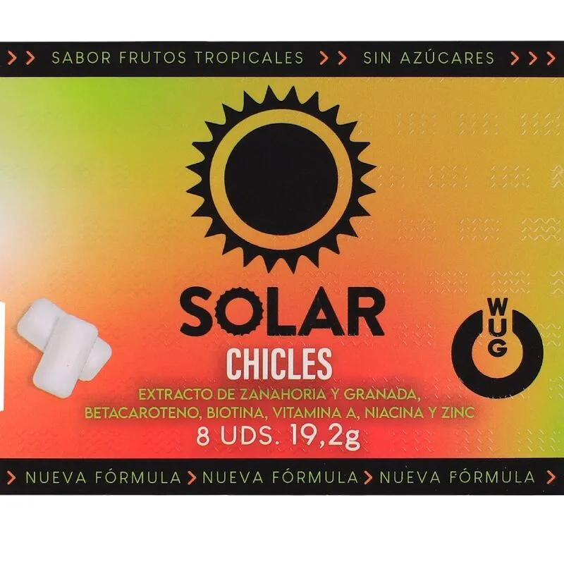 WUG Solar - De kauwgom die je huid voorbereidt op de zon. BLISTERVERPAKKING MET 8 STUKS
