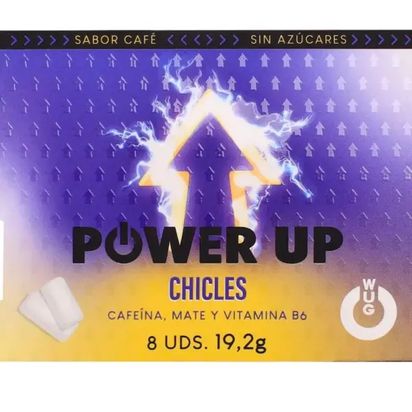 WUG Power Up - Energiekauwgom voor concentratie en uithoudingsvermogen. BLISTERVERPAKKING MET 8 STUKS.