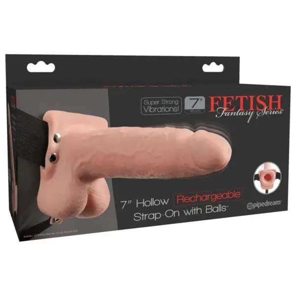 FETISH FANTASY SERIES - REALISTISCHE VIBRERENDE HOLLE STRAP-ON MET BALLEN 17,8 CM