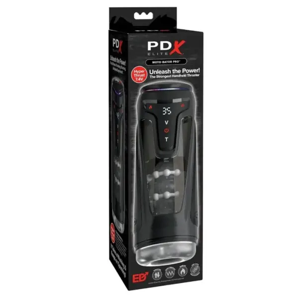 PDX ELITE - MOTO-BATOR PRO THRUSTING STROKER AUTOMATISCHE VIBRERENDE EN VERWARMENDE MASTURBATOR 26,5 CM