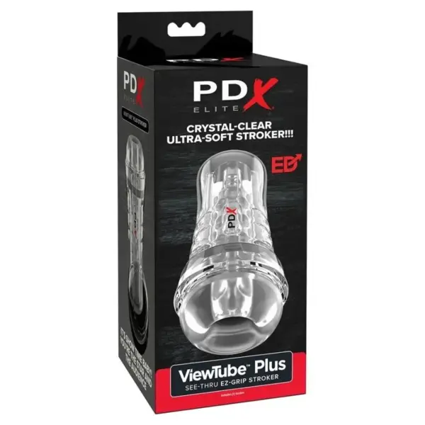PDX ELITE - VIEWTUBE PLUS DOORZICHTIGE TRANSPARANTE STROKER MET EZ-GRIP 21 CM