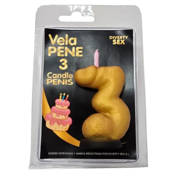 DIABLO PICANTE - PENISKAARS IN DE VORM VAN HET CIJFER 3, GOUDKLEURIG