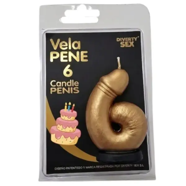 DIABLO PICANTE - PENISKAARS IN DE VORM VAN HET CIJFER 6, GOUDKLEURIG