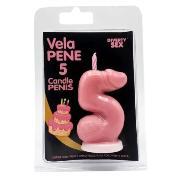 DIABLO PICANTE - PENISKAARS IN DE VORM VAN HET CIJFER 5, ROZE KLEUR