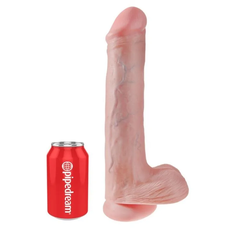 KING COCK - REALISTISCHE DILDO MET TESTIKELS EN ZUIGNAP 38 CM VLEESKLEURIG