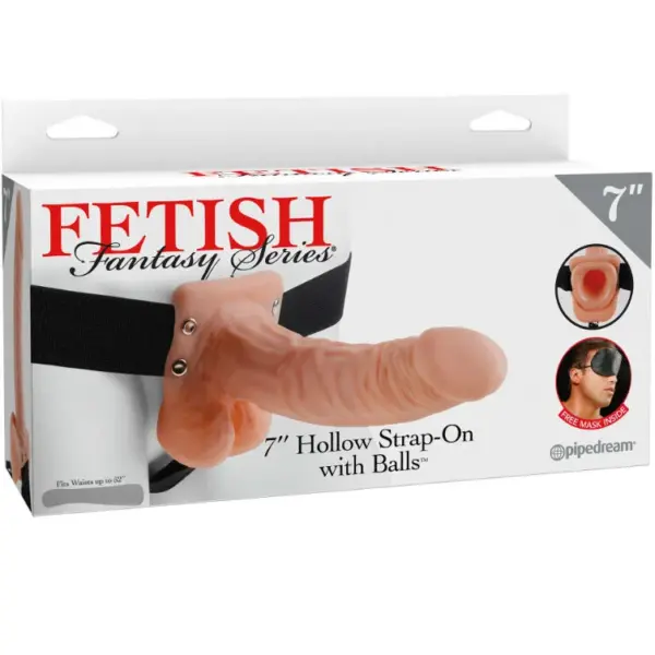 FETISH FANTASY SERIE - 7 HOLLE STRAP-ON MET BALLEN 17.8CM NATUURLIJK