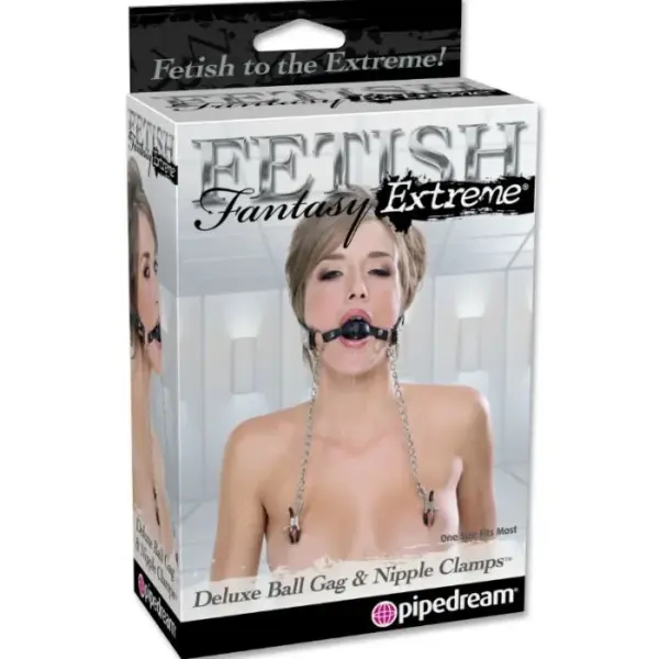 FETISH FANTASY EXTREME - DELUXE GAG MET TEPELKLEMMEN MET KETTINGEN