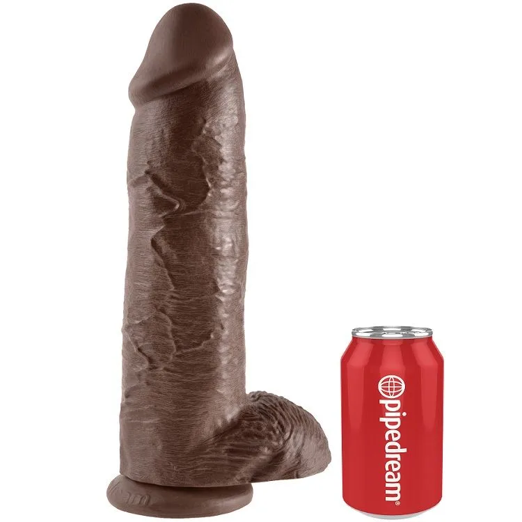KING COCK - BRUINE REALISTISCHE PENIS 30,48 CM