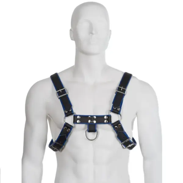 LEATHER BODY - BLAUW EN ZWART LEATHERTUIGJE BORST BULLDOG