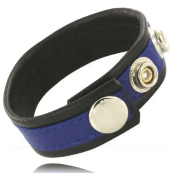 LEATHER BODY - VERSTELBARE LEATHERBAND VOOR PENIS BLAUW-ZWART