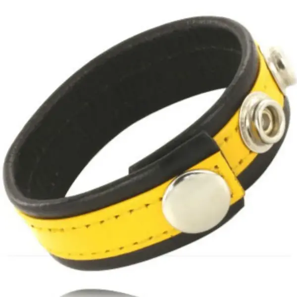 LEATHER BODY - VERSTELBARE LEATHERBAND PENIS GEEL-ZWART