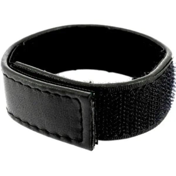 LEATHER BODY - VERSTELBARE LEATHERBAND MET KLITTENBAND VOOR ZWARTE PENIS