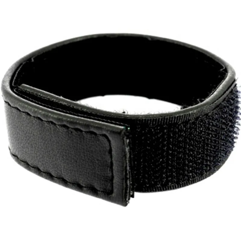 LEATHER BODY - VERSTELBARE LEATHERBAND MET KLITTENBAND VOOR ZWARTE PENIS
