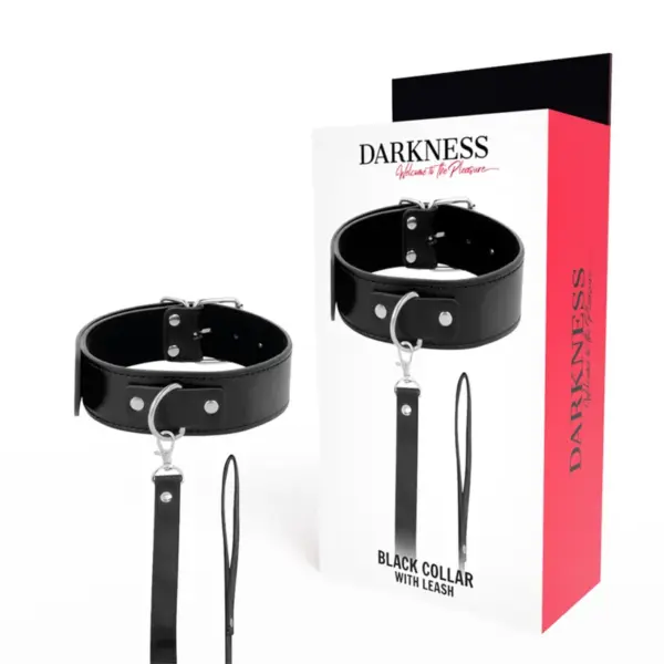 DARKNESS - POSTUUR HALSBAND MET LEDEREN KETTING