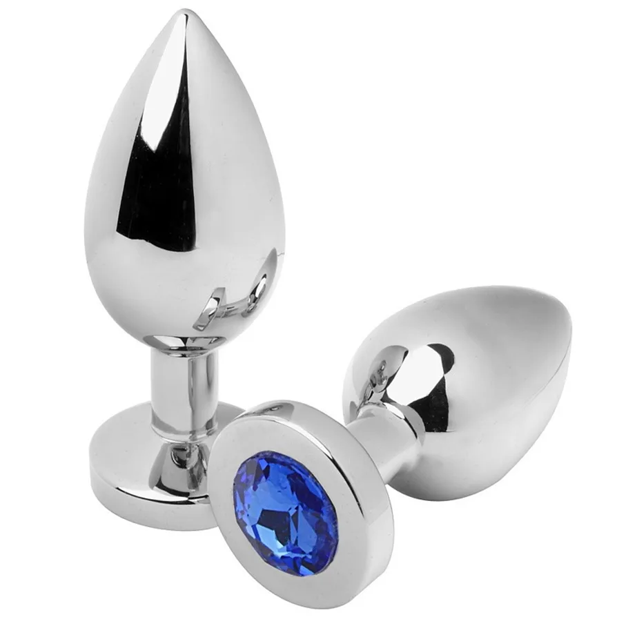 METAL HARD - ANAAL PLUG DIAMANT BLAUW MEDIUM 7.62CM