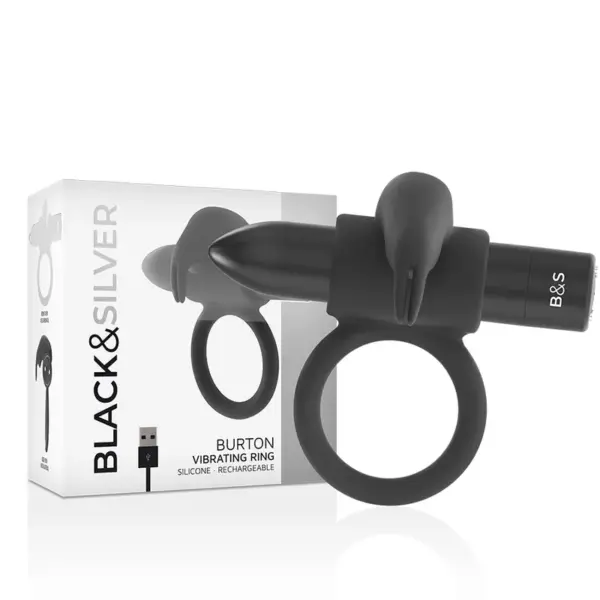 BLACK&SILVER - BURTON RING 10 VIBRATIESTANDEN ZWART