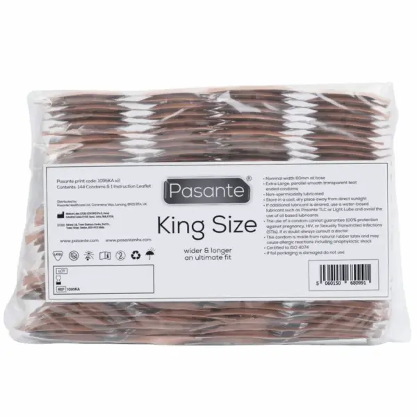 PASANTE - KING MS LANGE EN BREED CONDOOMS ZAK VAN 144 STUKS