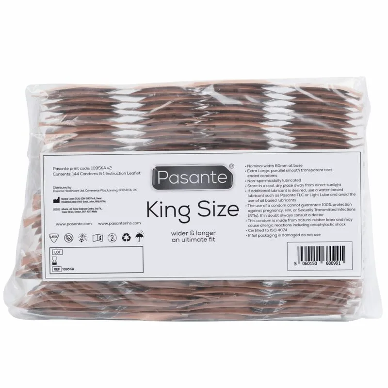 PASANTE - KING MS LANGE EN BREED CONDOOMS ZAK VAN 144 STUKS