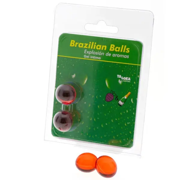 TALOKA - BRAZILIAANSE BALLEN INTIMATE GEL AARDBEIEN & CHAMPAGNE 2 BALLEN