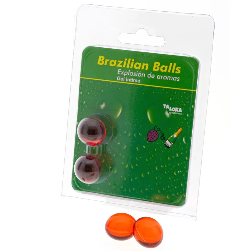 TALOKA - BRAZILIAANSE BALLEN INTIMATE GEL AARDBEIEN & CHAMPAGNE 2 BALLEN