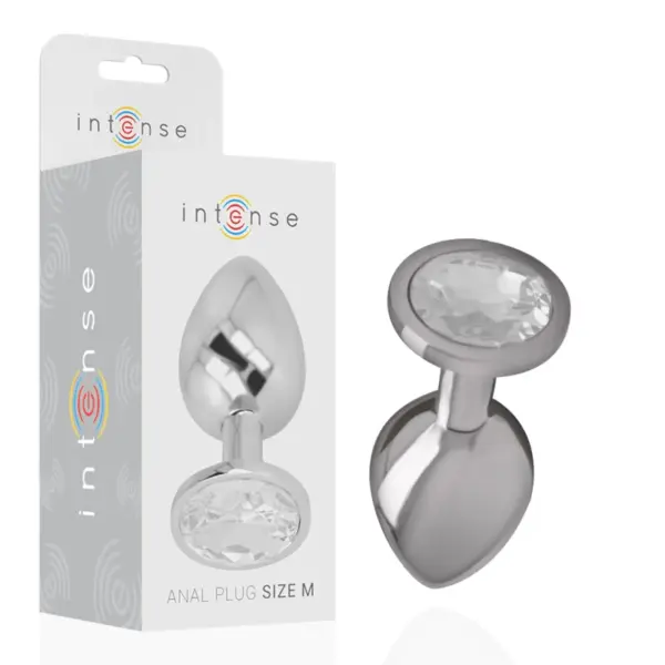 INTENSE - METALEN ALUMINIUM ANALE PLUG MET ZILVEREN KRISTALLEN MAAT M