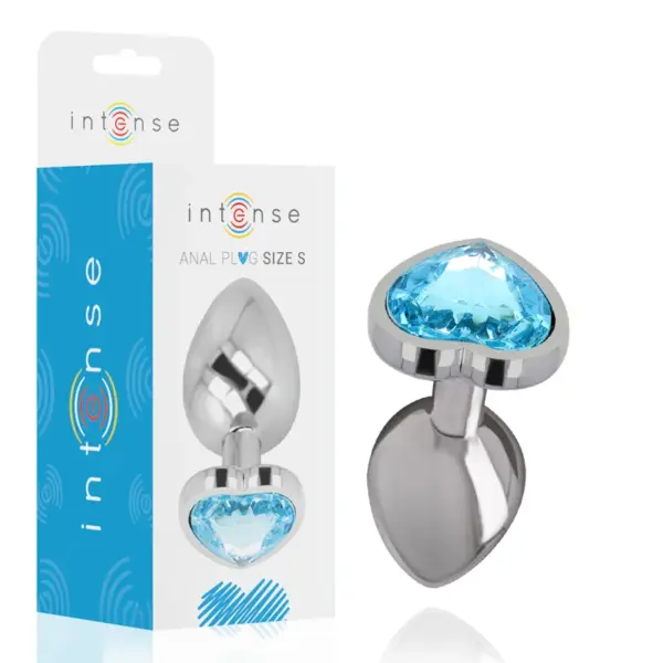 INTENSE - BLUE HEART ALUMINIUM METALEN ANAAL PLUG MAAT S