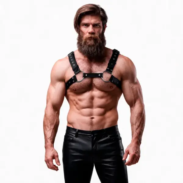 FETISH SUBMISSIVE ATTITUDE - MANNEN STUDDED ECO-LEDEREN BORSTHARNAS