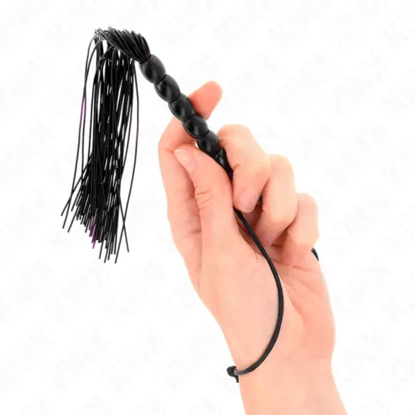 KINK - MINI SILICONEN ZWEEP MET 6 BALLENGRIP ZWART 26 CM