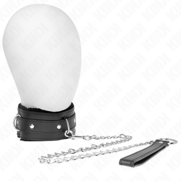KINK - 65 CM ZWARTE LIJNHALSBAND MET BEPERKINGEN VERSTELBAAR 36-42 CM X 5,5 CM