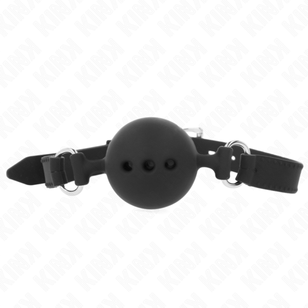KINK - GAG 55 x 2 CM BAL 4,5 CM VOLLEDIGE SILICONEN MAAT M ZWART VERSTELBAAR 35-51 CM