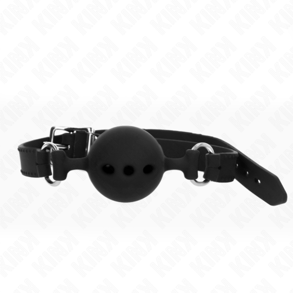 KINK - GAG 55 x 2 CM BAL 5 CM VOLLEDIGE SILICONEN MAAT L ZWART VERSTELBAAR 35-51 CM