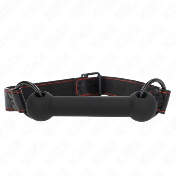 KINK - BOTVORMIGE GAG MET VERSTELBARE ZWARTE LEDEREN BAND 41-57 CM
