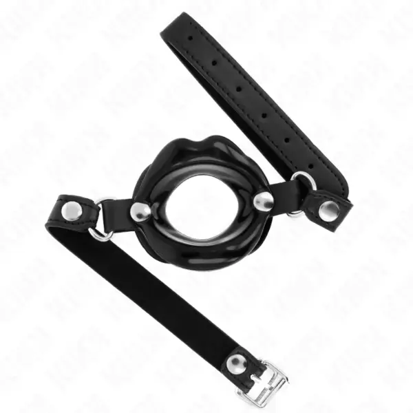 KINK - 8 CM LIP GAG MET ZWARTE LEDEREN BAND 63 x 2 CM VERSTELBAAR 39-58 CM