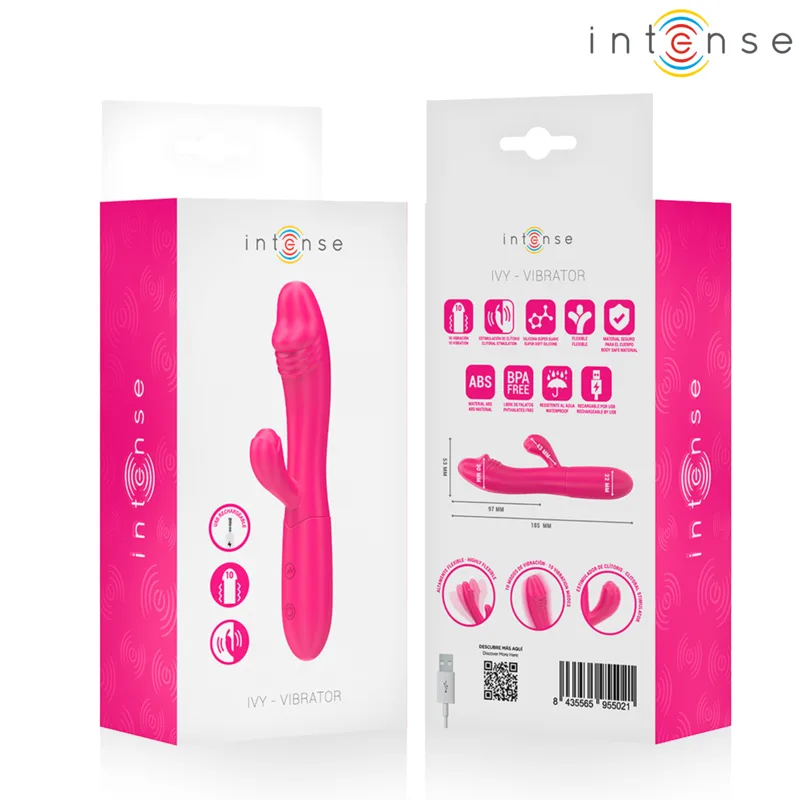 INTENSE - IVY FLEXIBELE VIBRATOR 10 VIBRATIES MET STIMULERENDE TONG ROZE
