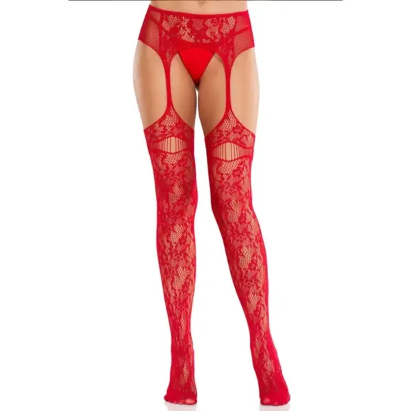 LEG AVENUE - KANTEN KOUSEN MET KOUSENBANDEN ROOD