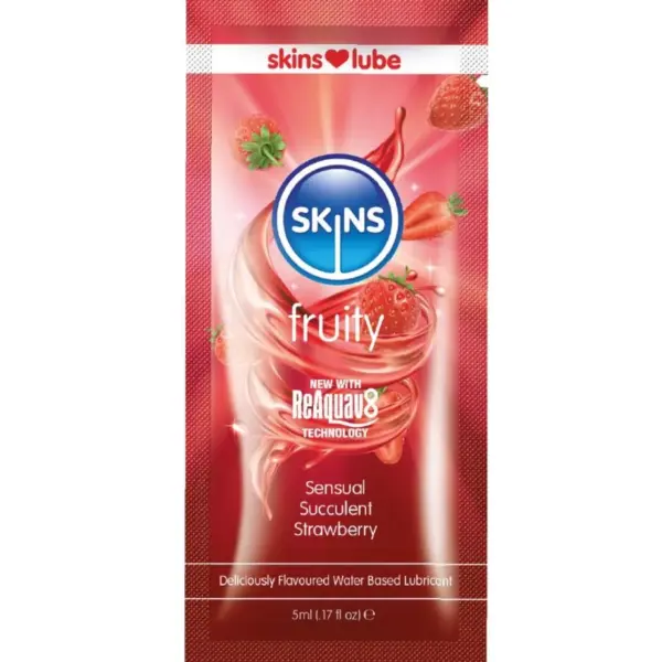 SKINS - FRUITIG GLIJMIDDEL OP WATERBASIS AARDBEI ENKELVOUDIGE DOSIS 5 ML