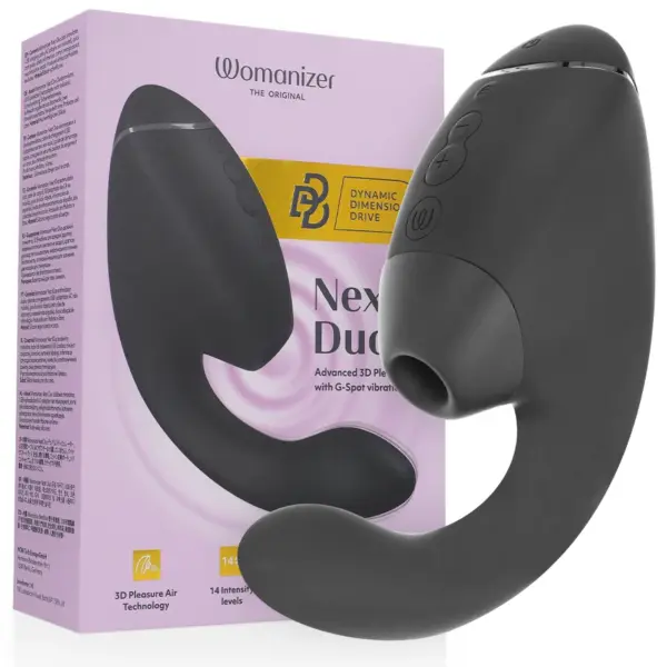 WOMANIZER - DUO NEXT DUBBELE CLITORIS- & G-SPOTSTIMULATOR ZWART
