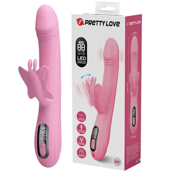 PRETTY LOVE - BELLA RABBIT VIBRATOR MET VLINDERSTIMULATIE EN ROZE LED