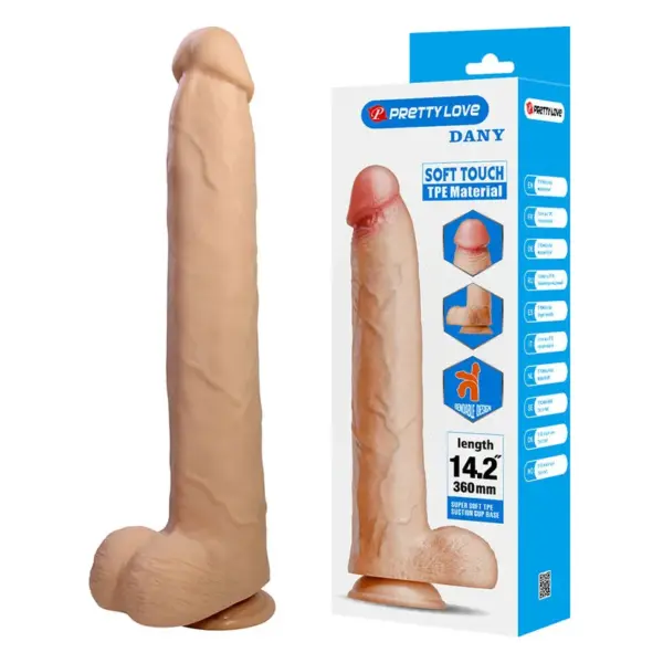 PRETTY LOVE - DANY FLEXIBELE REALISTISCHE DILDO MET ZUIGNAP 36 CM -Ø- 5,6 CM
