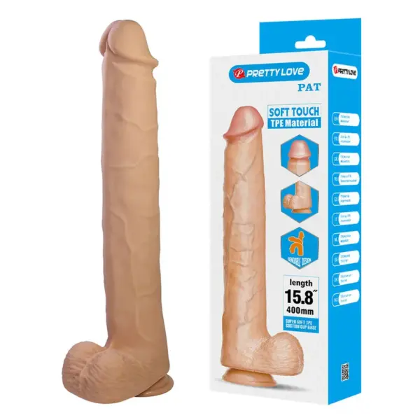 PRETTY LOVE - PAT FLEXIBELE REALISTISCHE DILDO MET ZUIGNAP 40 CM -Ø- 6 CM