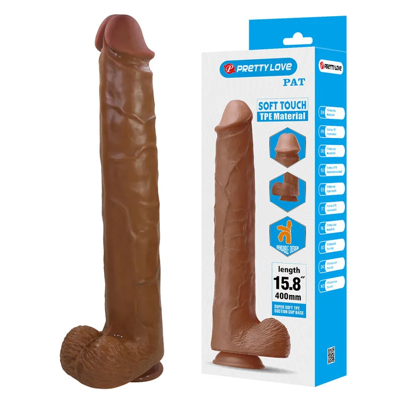 PRETTY LOVE - PAT REALISTISCHE FLEXIBELE DILDO MET ZUIGNAP 40 CM -Ø- 6 CM BRUIN