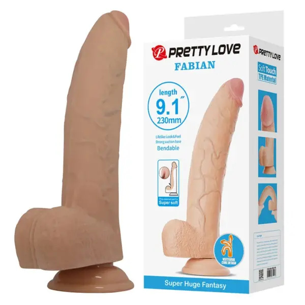 PRETTY LOVE - FABIAN FLEXIBELE DILDO MET ZUIGNAP