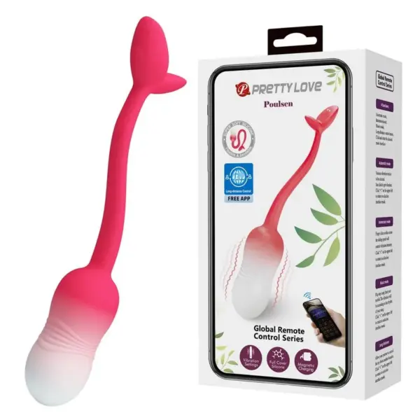 PRETTY LOVE - PULSEN APP-BESTURING VIBREREND EI MET 12 FUNCTIES, OPLAADBAAR VIA USB, ROZE