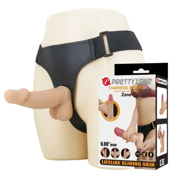 PRETTY LOVE - ZANE HARNAS MET FLEXIBELE DILDO 17 CM Ø 4,3 CM NATUURLIJK
