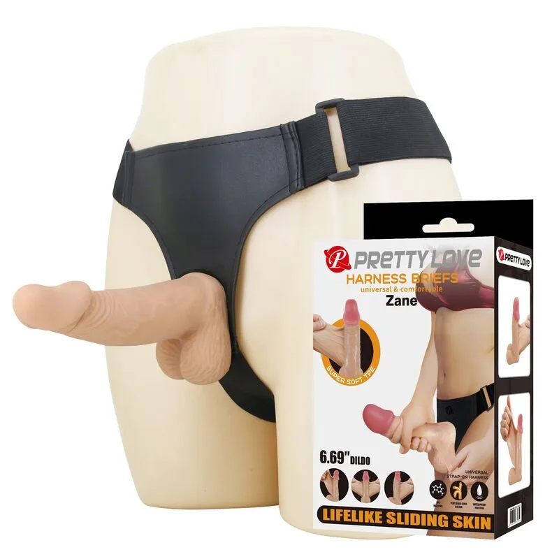 PRETTY LOVE - ZANE HARNAS MET FLEXIBELE DILDO 17 CM Ø 4,3 CM NATUURLIJK
